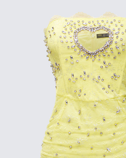 Clover Hand Beaded Rhinestone Mini Dress