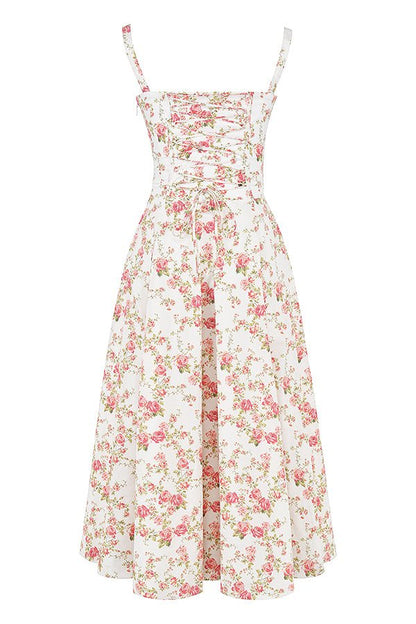 FloraLuxe™ - Corset Midi Dress