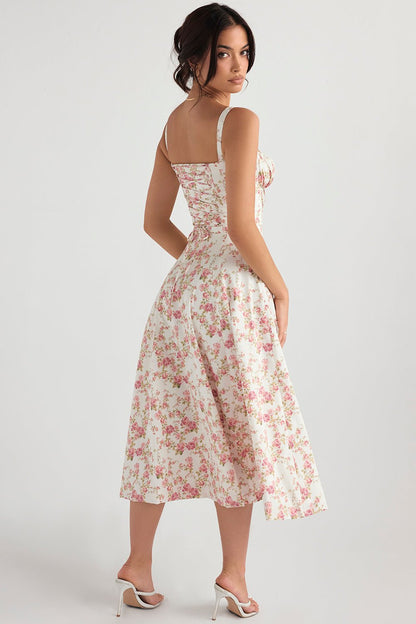 FloraLuxe™ - Corset Midi Dress