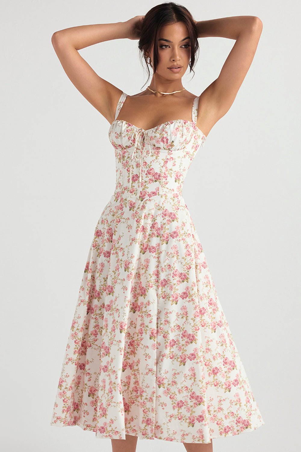 FloraLuxe™ - Corset Midi Dress