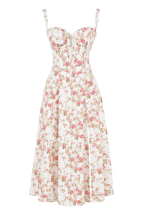 FloraLuxe™ - Corset Midi Dress