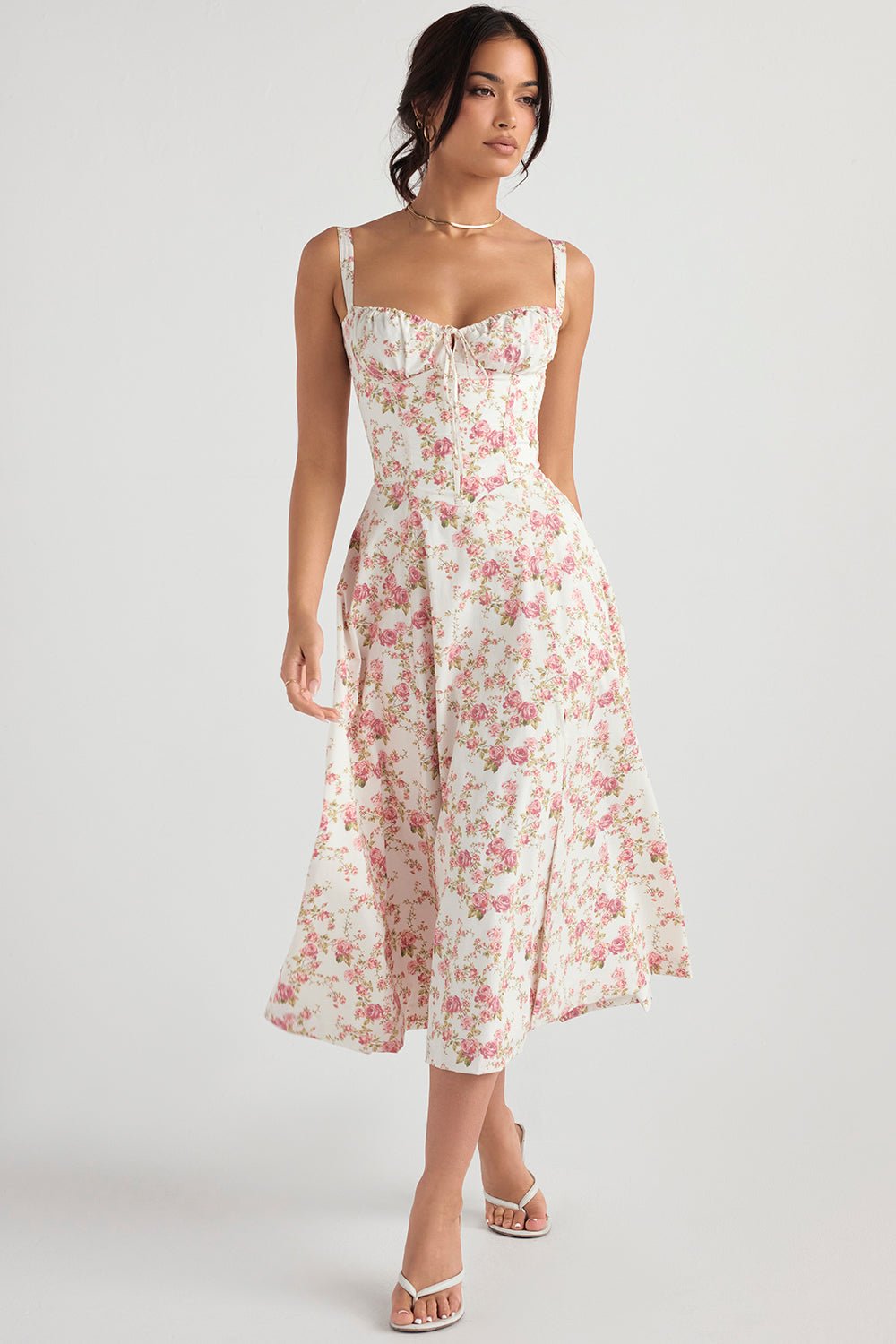 FloraLuxe™ - Corset Midi Dress
