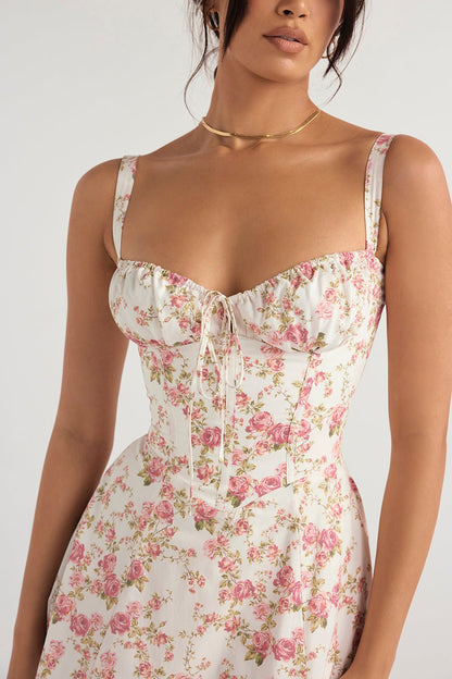 FloraLuxe™ - Corset Midi Dress