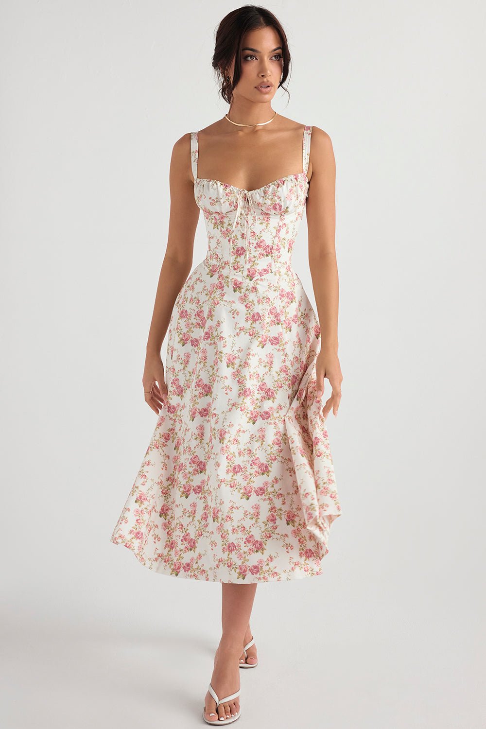 FloraLuxe™ - Corset Midi Dress