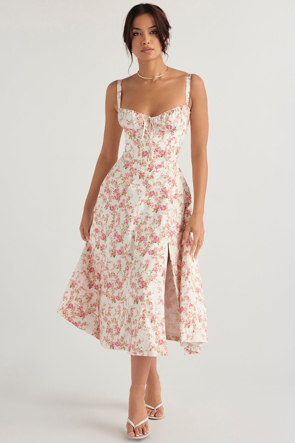 FloraLuxe™ - Corset Midi Dress