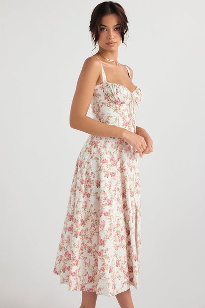 FloraLuxe™ - Corset Midi Dress