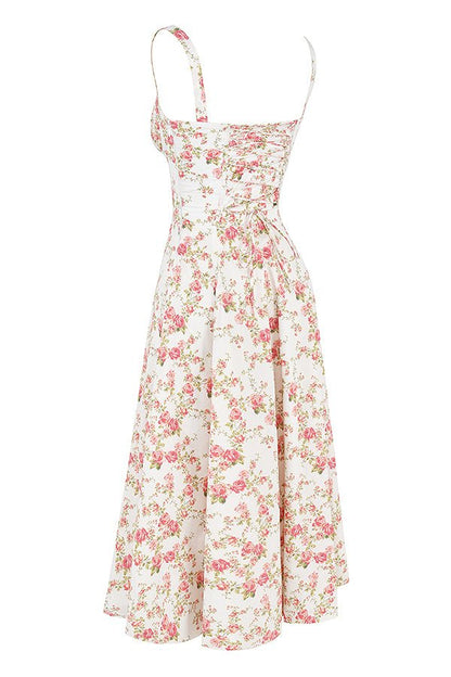 FloraLuxe™ - Corset Midi Dress